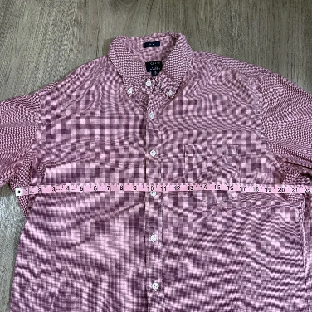 J. Crew Flex Cotton Blend Slim Fit Red Long Sleeve Button Down Men's Size XL